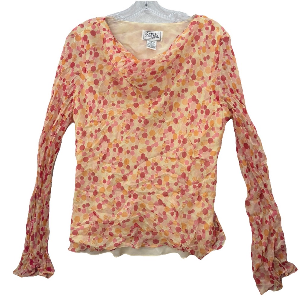 VTG 100% Silk Bob Mackie Studio Top Women S 10 Colorful Art To Wear Sheer Blouse